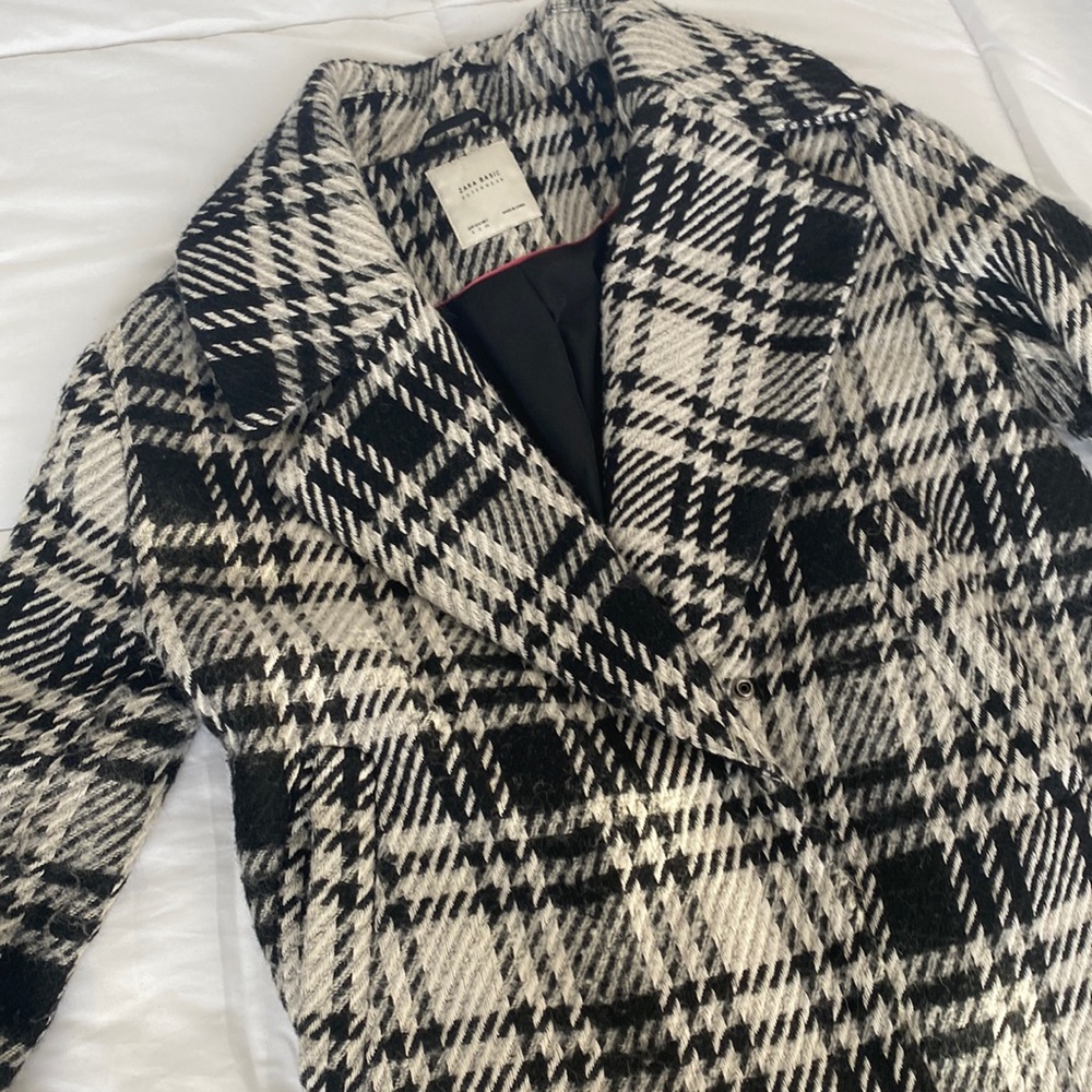 Zara Long Black and White Coat